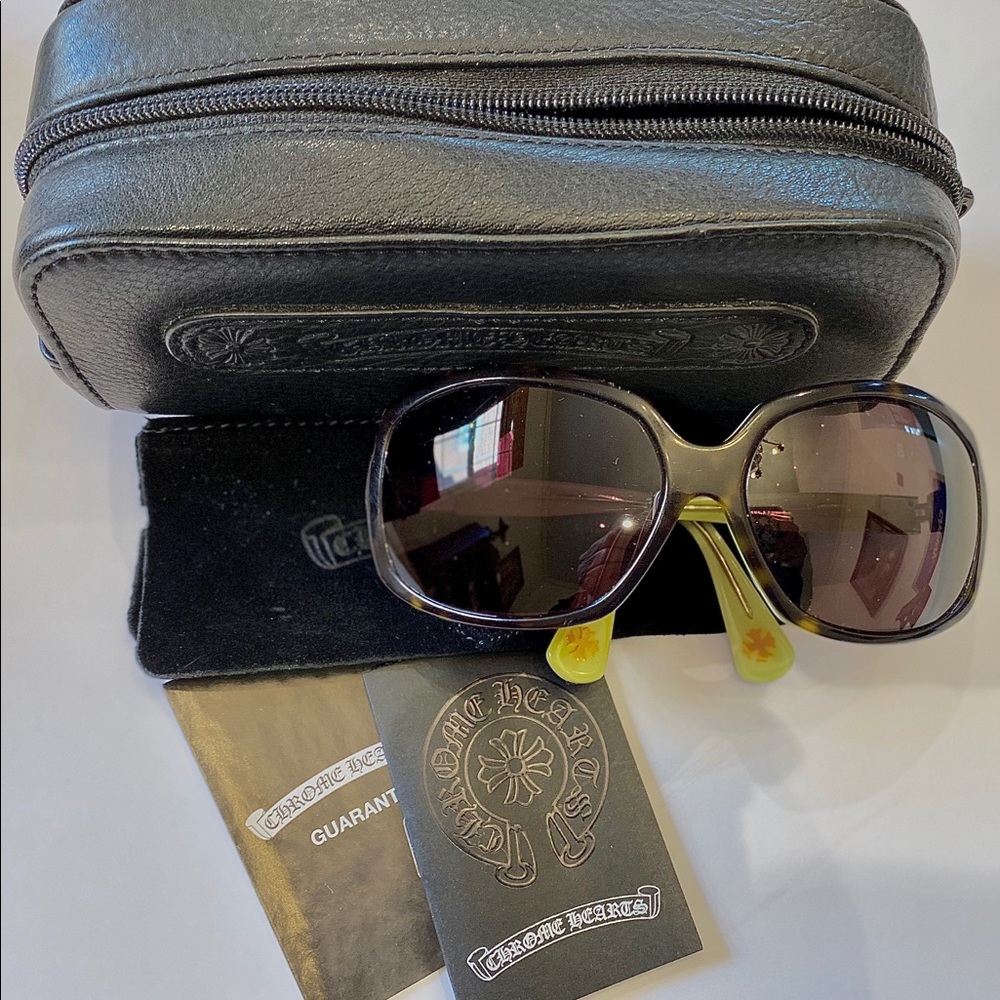 Chrome Cross Tortoise Lime Eyeglasses Excellent